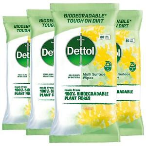  
4 x Dettol Biodegradable Multi Purpose Cleaning Lemon 80 Wipes, Total 320