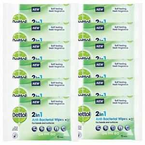  
12 x Dettol 2 in 1 Cleaning Wipes, Total 190