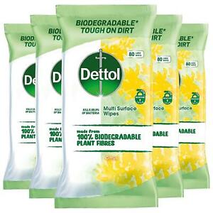  
5 x Dettol Biodegradable Citrus Multi-Surface 80 Large Wipes, 400