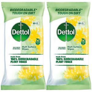  
2 x Dettol Biodegradable Citrus Multi-Surface 80 Large Wipes, 160