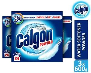  
3 x Calgon 3 in 1 Power Powder Water Softener 24 Washes 600g Limescale Protect