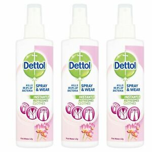  
3 x Dettol Spray & Wear – Pink Water Lily – 250ml -Odour Free- Fabric Freshener