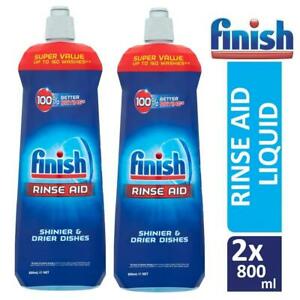  
2 x Finish Rinse Aid Liquid Dishwasher Cleaner Shinier & Drier Dishes 800ml