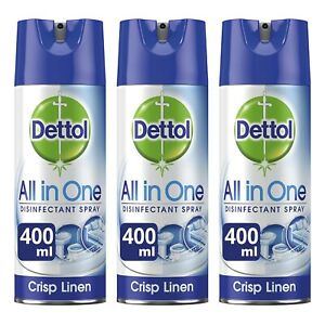  
3 x Dettol All in One Spray Crisp Linen 400ml Antibacterial Disinfectant