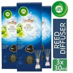  
3 x Air Wick Life Scents Reed Diffuser Linen In Air Green Apple Fresh Air 30ml