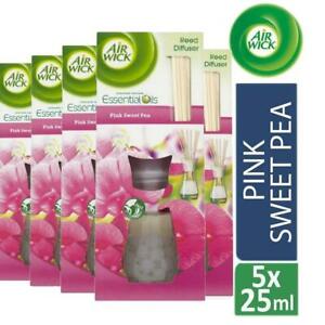  
5 x Air Wick Reed Diffuser Air Freshener Pink Sweet Pea 25ml Essential Oils