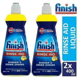  
2 x Finish Liquid Dishwasher Rinse Aid Lemon Sparkle 400ml Quick-Dry Formula