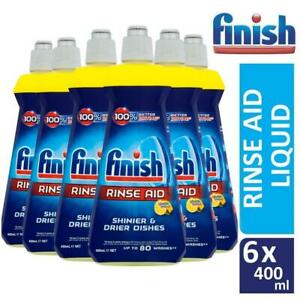  
6 x Finish Liquid Dishwasher Rinse Aid Lemon Sparkle 400ml Quick-Dry Formula