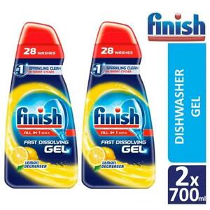  
2 x Finish All In One Max Dishwasher Degreaser Fast Dissolving Gel Lemon 700 ml