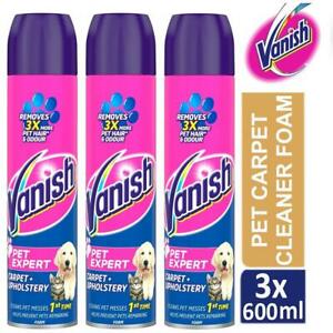  
3 x Vanish Carpet Cleaner Pet Expert Upholstery Foam Odour Stain Remover 600ml