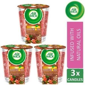  
3 x Air Wick Air Freshener Candle Warm Amber Rose Fragrance with Essential Oils