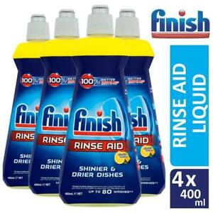  
4 x Finish Liquid Dishwasher Rinse Aid Lemon Sparkle 400ml Quick-Dry Formula