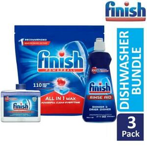  
Finish All In One Max Powerball Dishwasher Bundle 110 Tablets Rinse Aid & Liquid