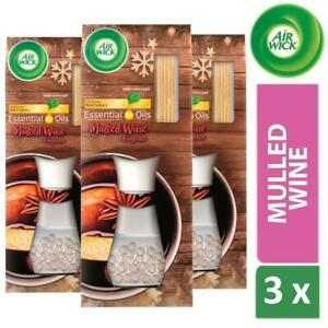  
3 x Air Wick Reed Diffuser Air Freshener Essential Oils Mulled Wine Scent 30ml