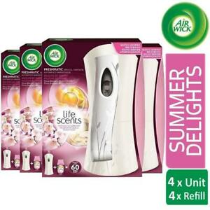  
4 x Air Wick Life Scents Freshmatic Freshener Summer Delights Complete Kit 250ml