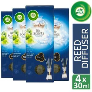  
4 x Air Wick Life Scents Reed Diffuser Linen in the Air Green Apple Fresh 30ml