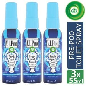  
3 x Air Wick VIPoo Fresh Gent Pre-Poo Toilet Spray Aerosol Air Freshener 55ml