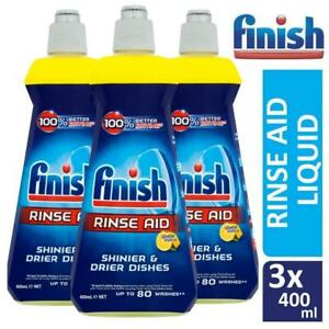  
3 x Finish Liquid Dishwasher Rinse Aid Lemon Sparkle 400ml Quick-Dry Formula