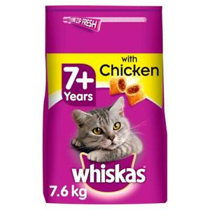  
7.6kg Whiskas 7+ Senior Complete Dry Cat Food Biscuits with Chicken (4 x 1.9kg)