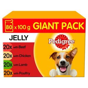  
80 x 100g Pedigree Adult Wet Dog Food Pouches Mixed Selection in Jelly
