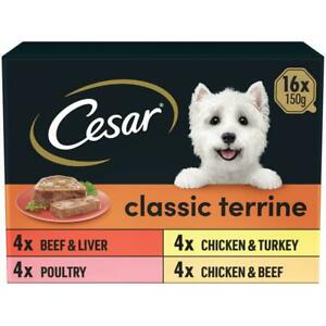  
16 x 150g Cesar Classics Dog Food Trays Mixed Selection in Terrine