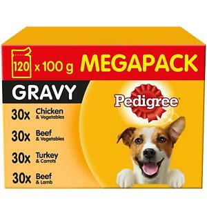  
120 x 100g Pedigree Adult Wet Dog Food Pouches Mixed Selection in Gravy