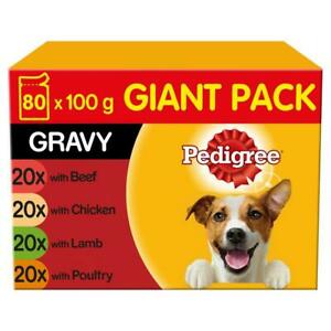  
80 x 100g Pedigree Adult Wet Dog Food Pouches Mixed Selection in Gravy