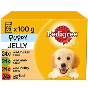  
96 x 100g Pedigree Puppy Junior Wet Dog Food Pouches Mixed Selection in Jelly