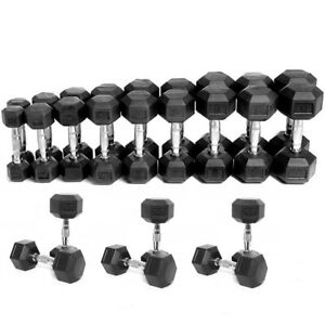  
Hex Dumbells Cast Iron Rubber Encased Hexagonal Dumbbells Home Gym Weight Set