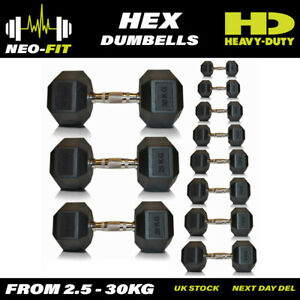  
Neo-Fit Heavy Duty Rubber Hex Dumbells Dumbbells Set Weights, 2.5kg-30kg Pairs