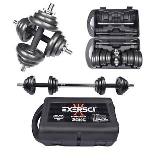  
Exersci Cast Iron Adjustable Dumbbell / Barbell Box Set 20kg/30kg