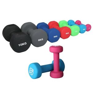 Dumbbells Pair In Neoprene 1-10kg Weights Fitness Lifting Set Gym Workout