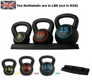  
Kettlebell Set Kettlebells Weight Weights Sets Exercise Home Gym+Rack Stand 3PCS