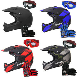  
ZORAX Attack Adult Motocross Helmet Motorbike MX Enduro Gloves Goggles