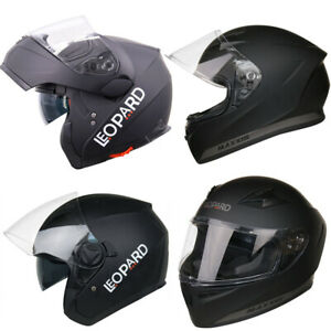  
LEOPARD Modular Flip Up Full Open Face Helmet Motorbike Motorcycle Matt Black