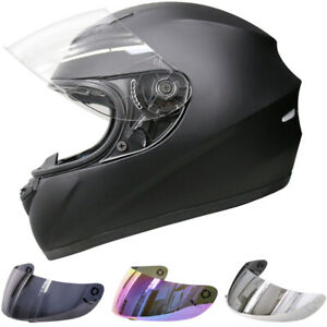  
LEO-819 Full Face Motorbike Helmet Motorcycle Matt Black + Extra Coloured Visor