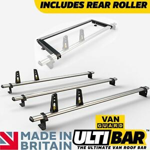  
Ford Transit Custom Roof Rack Low Roof 3x Roof Bars + Roller Van Guard ULTI Bar