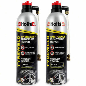  
2x Holts Tyreweld Tyre Weld Emergency Puncture Repair Seals Inflates Large 17″ +