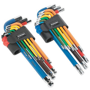  
Sealey Twin Pack Long Ball-End Allen Hex Key & Torx Trx Star Multi-coloured Set