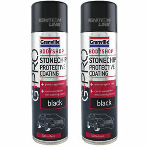 2x Granville Black Stone Chip Aerosol Spray Paint All Round Protection 500ml