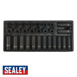  
Sealey Tools Tool Tray DEEP & STANDARD Impact Socket Set 28pce 1/2 Drive Metric