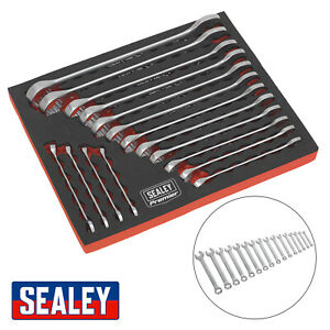  
Sealey AK63255 Cold Stamped Combination Spanner Set Metric in EVA Tray (16 Pc)