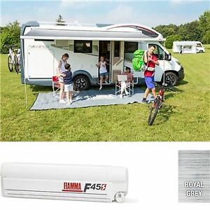  
Fiamma Winch Awning F45 S Manual Wind Out 400 Polar White Royal Grey Fabric