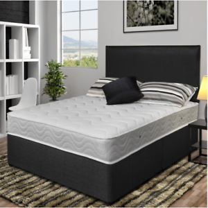  
Suede Divan Bed + Memory Foam10″ Spring Mattress + Matching Headboard -Any Size