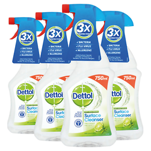  
4 x Dettol Anti-Bacterial Surface Cleanser Spray Lime and Mint 750ml