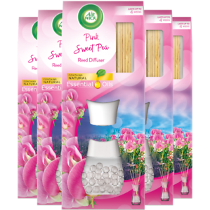  
5 x Air Wick Pink Sweet Pea Reed Diffuser Contains Natural Essential Oils 33ml