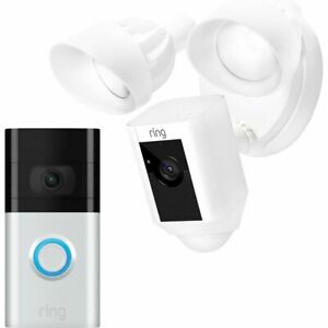  
Ring Floodlight Cam Network Surveillance Cam Video Doorbell 3 White