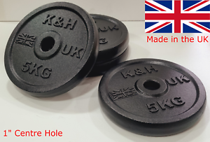  
4x 5kg Cast Iron Weight Plates Discs, 1″ hole for Dumbbell, Barbell