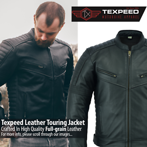  
Leather Motorbike Jacket With Armour Black Motorcycle Touring Biker CE APPROVED
