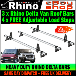  
(SWB+MWB=LOW H1) 3x Mk6 – Mk7 Ford Transit Roof Rack Bars Rhino 2000-2014 Van